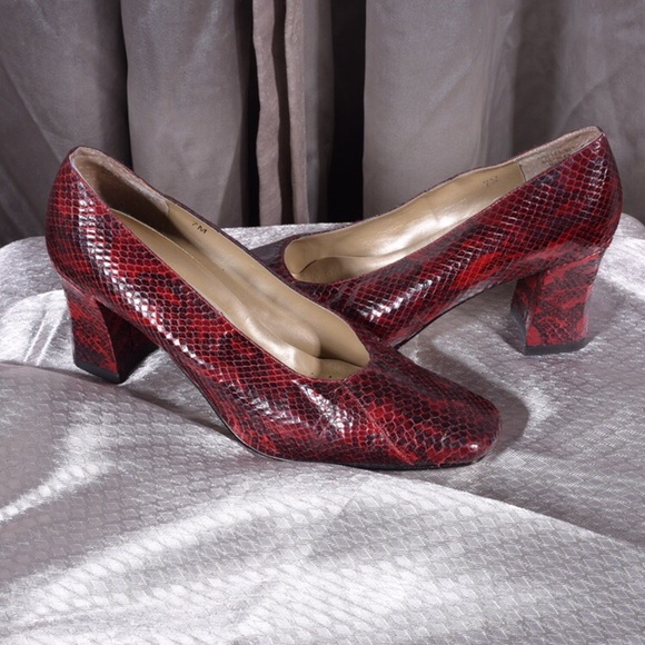 Snakeskin vintage block heels - Picture 2 of 4